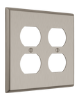 Solid brass Century Outlet Wall Plate – Double in Satin Nickel finish