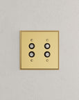 Solid brass Century Push Button Wall Plate – Double in Polished Brass finish