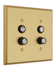 Solid brass Century Push Button Wall Plate – Double in Satin Brass finish