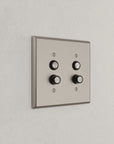 Solid brass Century Push Button Wall Plate – Double in Satin Nickel finish