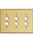 Solid brass Century Push Button Wall Plate – Triple in Polished Brass finish