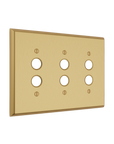Solid brass Century Push Button Wall Plate – Triple in Satin Brass finish