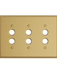 Solid brass Century Push Button Wall Plate – Triple in Satin Brass finish