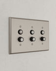 Solid brass Century Push Button Wall Plate – Triple in Satin Nickel finish