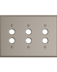 Solid brass Century Push Button Wall Plate – Triple in Satin Nickel finish