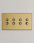 Solid brass Century Push Button Wall Plate – Quad in Satin Brass finish