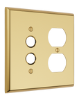 Solid brass Century Push Button & Outlet Wall Plate – Double in Polished Brass finish