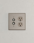 Solid brass Century Push Button & Outlet Wall Plate – Double in Satin Nickel finish