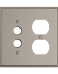 Solid brass Century Push Button & Outlet Wall Plate – Double in Satin Nickel finish