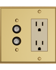 Solid brass Century Push Button & Open Wall Plate – Double in Polished Brass finish