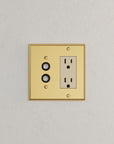 Solid brass Century Push Button & Open Wall Plate – Double in Polished Brass finish