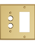 Solid brass Century Push Button & Open Wall Plate – Double in Polished Brass finish