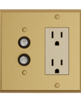 Solid brass Century Push Button & Open Wall Plate – Double in Satin Brass finish