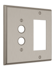 Solid brass Century Push Button & Open Wall Plate – Double in Satin Nickel finish