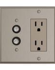 Solid brass Century Push Button & Open Wall Plate – Double in Satin Nickel finish