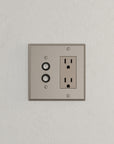 Solid brass Century Push Button & Open Wall Plate – Double in Satin Nickel finish