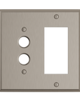 Solid brass Century Push Button & Open Wall Plate – Double in Satin Nickel finish
