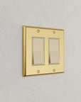 Solid brass Century Open Wall Plate – Double in Polished Brass finish