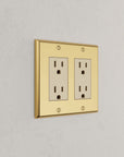 Solid brass Century Open Wall Plate – Double in Polished Brass finish