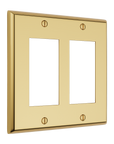 Solid brass Century Open Wall Plate – Double in Polished Brass finish
