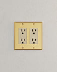 Solid brass Century Open Wall Plate – Double in Polished Brass finish