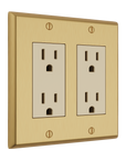 Solid brass Century Open Wall Plate – Double in Satin Brass finish