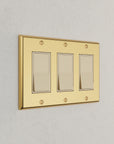 Solid brass Century Open Wall Plate – Triple in Polished Brass finish