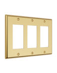 Solid brass Century Open Wall Plate – Triple in Polished Brass finish