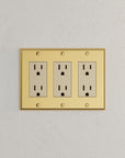 Solid brass Century Open Wall Plate – Triple in Polished Brass finish