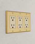 Solid brass Century Open Wall Plate – Triple in Satin Brass finish