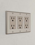 Solid brass Century Open Wall Plate – Triple in Satin Nickel finish