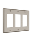 Solid brass Century Open Wall Plate – Triple in Satin Nickel finish