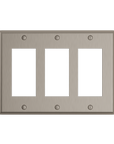 Solid brass Century Open Wall Plate – Triple in Satin Nickel finish