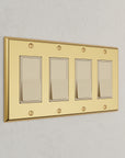 Solid brass Century Open Wall Plate – Quad in Polished Brass finish
