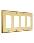 Solid brass Century Open Wall Plate – Quad in Polished Brass finish