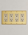 Solid brass Century Open Wall Plate – Quad in Polished Brass finish
