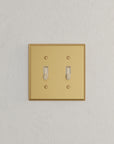 Solid brass Century Toggle Wall Plate – Double in Satin Brass finish