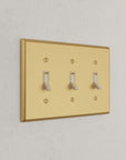 Solid brass Century Toggle Wall Plate – Triple in Satin Brass finish