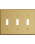 Solid brass Century Toggle Wall Plate – Triple in Satin Brass finish