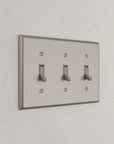 Solid brass Century Toggle Wall Plate – Triple in Satin Nickel finish