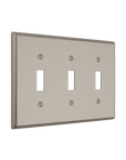 Solid brass Century Toggle Wall Plate – Triple in Satin Nickel finish