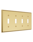 Solid brass Century Toggle Wall Plate – Quad in Polished Brass finish