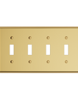 Solid brass Century Toggle Wall Plate – Quad in Polished Brass finish