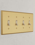 Solid brass Century Toggle Wall Plate – Quad in Satin Brass finish