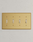 Solid brass Century Toggle Wall Plate – Quad in Satin Brass finish