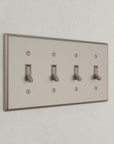 Solid brass Century Toggle Wall Plate – Quad in Satin Nickel finish