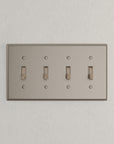 Solid brass Century Toggle Wall Plate – Quad in Satin Nickel finish