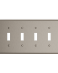 Solid brass Century Toggle Wall Plate – Quad in Satin Nickel finish