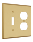 Solid brass Century Toggle & Outlet Wall Plate – Double in Satin Brass finish