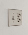 Solid brass Century Toggle & Outlet Wall Plate – Double in Satin Nickel finish